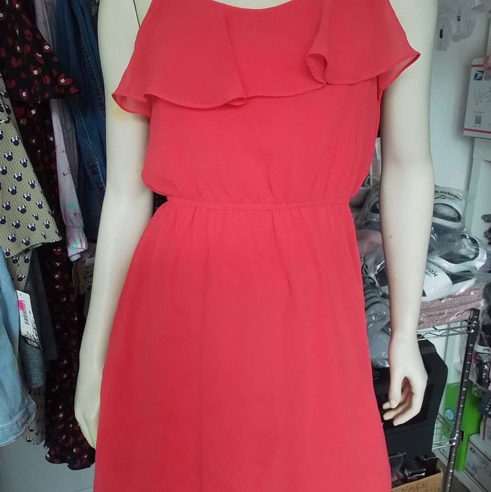 Annabella Silk Ruffles Coral Dress - Picture 11 of 13